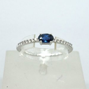 Bague solitaire Beryle - Pierres Précieuses, Diamants et Or blanc