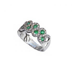 Bague Delina - Or blanc, diamants et émeraude