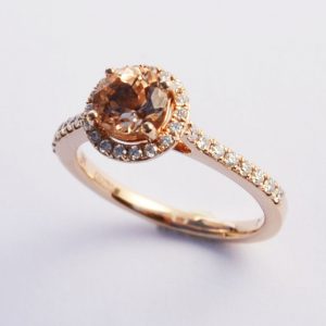 Bague Solitaire Denia - Morganite diamants et or rose