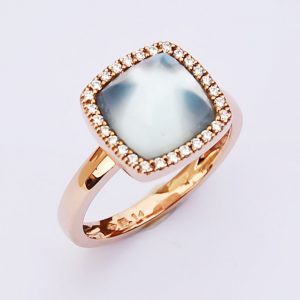 Bague Diallo - Topaze bleue, Diamants