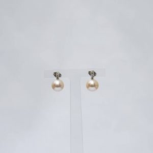 Boucles d'oreilles Danica - Perle eau douce et diamants