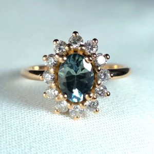 Bague Ily - Or, Saphir Cyan & Diamants