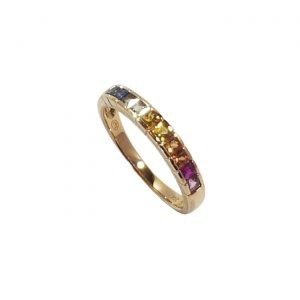 Bague Alliance Fadila - Saphirs de couleur et or jaune