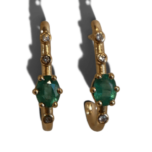 Boucles d’oreilles Or jaune Émeraude