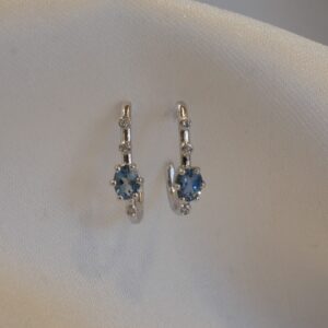 Boucles d’oreilles Or blanc Aigue-marine